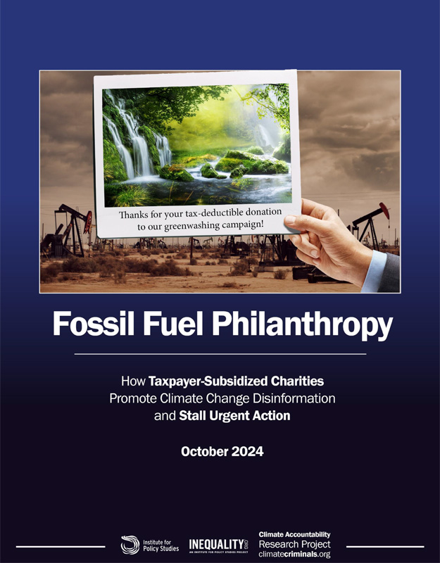 Cover image for "Fossil Fuel Philanthropy" report